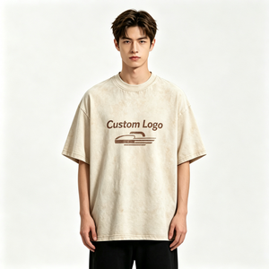 Camiseta de Algodón Oversize Premium con Estampado Serigrafiado y Lavado Ácido para Hombre, Logotipo Personalizado, Estilo Urbano, Hombro Caído, Estampado Gráfico de Alto Gramaje - Product Image 2
