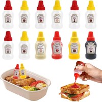 Mini flacon de sauce ketchup portable de 25 ml, distributeur de moutarde, petit bec verseur, bouteille en plastique pour vinaigrette, avec bouchon