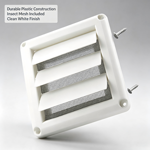 Grille d'aération carrée en plastique blanc avec maille, espacement des barres de 3/8 po, lames à 45 degrés pour l'évacuation de l'air mural - Product Image 6