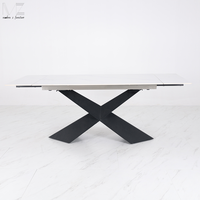 Table de salle à manger extensible Mécanisme extensible de luxe Table à manger nordique en pierre frittée pour la maison