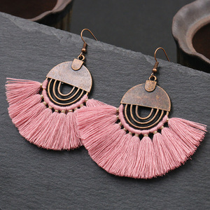 Bohemian Tassel <b>Drop</b> Earrings For Women Antique <b>Bronze</b> Plated Alloy Fan Shape Party Jewelry Fashion Earrings - Product Image 1