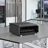 Baie de serveur réseau murale 4U-22U 19'' standard avec porte en verre trempé en acier anti-SPCC pour systèmes CCTV/NVR