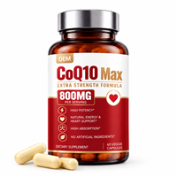 Capsules de CoQ10 800mg OEM, coenzyme Q10, antioxydant, santé cardiaque, complément énergétique pour hommes et femmes, 60 capsules, logo personnalisé