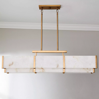 Lustre linéaire moderne minimaliste nordique en laiton et albâtre pour îlot de cuisine, suspension pour table à manger, salon, décoration intérieure