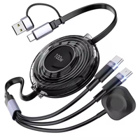 Logo 3 en 1 Câble USB rétractable personnalisé Câble USB rétractable 3 en 1 Câble USB rétractable 5 en 1 Chargeur rapide de voiture Câbles rétractables de type c pour voiture