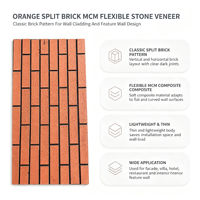 Revêtement mural en briques flexibles légères MCM Modern, en céramique souple, pour la décoration intérieure et extérieure