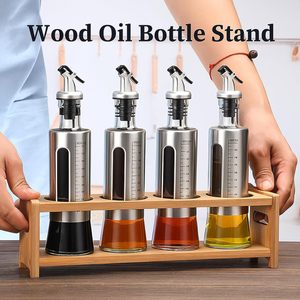 Estante de Madera para Condimentos de Cocina, Soporte para Botellas de Aceite con 4 Orificios, Estante de Almacenamiento para Encimera, Material de Bambú - Product Image 2