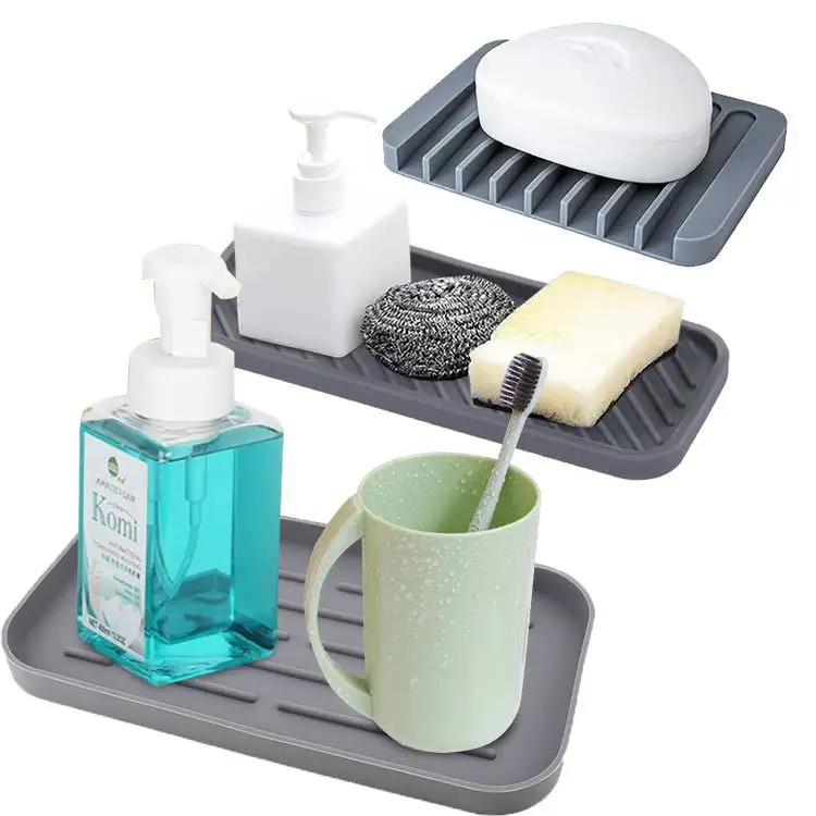 Bandeja de drenaje de silicona para baño, escurridor de cocina, vajilla, taza de agua, bandeja, novedad