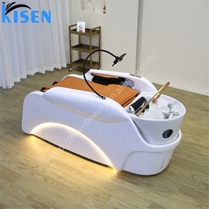 Fauteuil de lavage multifonctionnel électrique blanc Kisen, mobilier de salon de coiffure de luxe moderne, avec bac à shampoing et fonction massage - Product Image 4