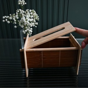 Bamboo Tissue <b>Box</b> Rectangle Side <b>Drawer</b> <b>Storage</b> For Living Room Study Desktop Decorative Organizer - Product Image 4