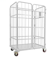 Chariot de transport de blanchisserie en acier pliable stockage de supermarché et d'hôtel avec capacité de charge pour buanderie et transport