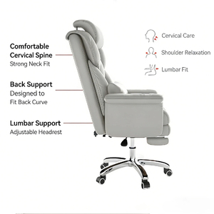 Cadeira de Escritório Boss Confortável para Casa, Sofá Reclinável para Sedentário, Assento de Couro com Encosto, Base de Cinco Estrelas com Rodízios - Product Image 4