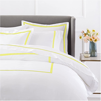 Ensemble de housse de couette de luxe 400TC avec motif géométrique brodé, taille Queen, couleur personnalisée, ensemble de literie 100% coton égyptien