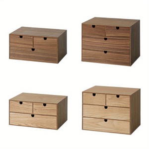 Custom Mini Stackable Bamboo Desk Organizer with Single Tier Tabletop Storage Box for Office and Tableware