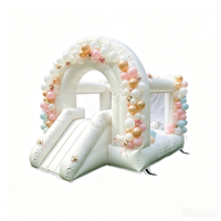 Château gonflable rose en PVC de 0,55 mm avec toboggan et panier de basket, certifié CE EN 14960, maison de saut durable pour usage commercial