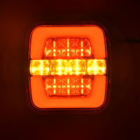 Feu arrière combiné carré à LED, clignotant, frein, stop, avec cadre chromé, 12V 24V, étanche, pour camion, remorque, fourgon, bateau, caravane