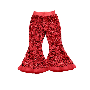 Wholesale Toddler Baby Girls Full Length Casual Colorful <b>Sequin</b> Flare <b>Pants</b> Kids Fashionable Trousers - Product Image 4