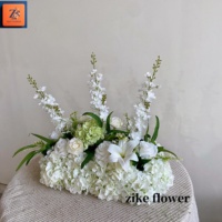 Centre de table en fleurs artificielles ZIKE blanc et vert, arrangement floral en soie d'hortensia, décoration de table pour mariage, réception, événement
