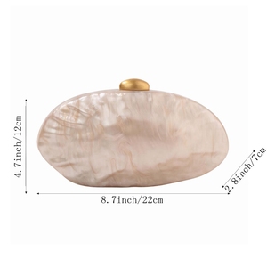 Sac de soirée élégant en acrylique pour femme avec fermeture métallique, pochette de mariage formelle, sac à main de cocktail avec chaîne détachable - Product Image 6