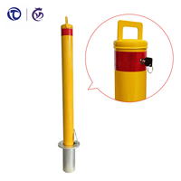 Poteau de sécurité en acier jaune, verrouillable, amovible, avec clé, pour installation souterraine