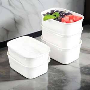 Bol à salade en papier blanc de taille personnalisée rectangulaire, récipient à soupe, bol en papier blanc avec couvercle en plastique - Product Image 6