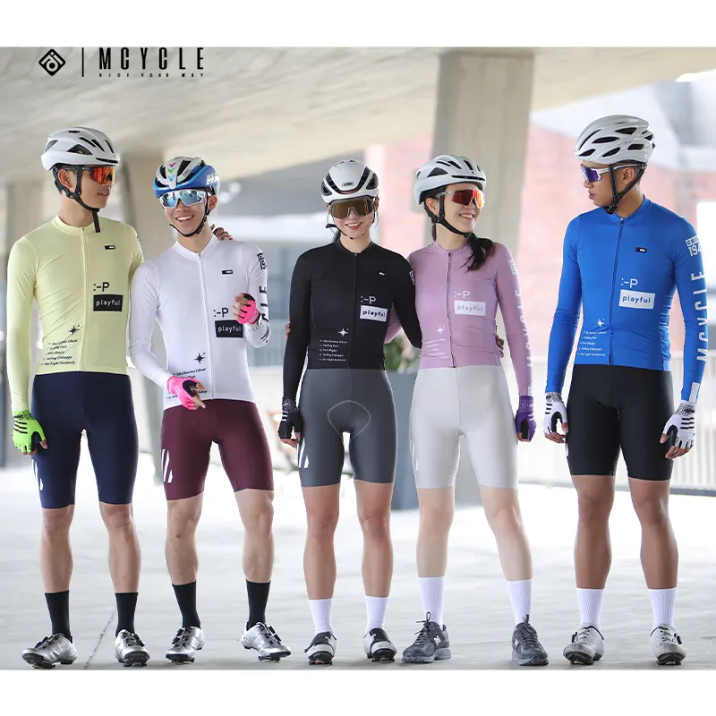 Mcycle Venta al por mayor Ciclismo Ropa Tops Bicicleta Transpirable Manga larga Bicicleta Ciclismo Camisas Diseño personalizado Mujeres Ciclismo Jersey