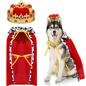 Costume del re del gatto con mantello rosso e corona d'oro, vestito del principe del re di Halloween costumi di Halloween per gatti cani di piccola taglia - Product Image 1