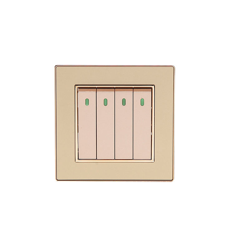 Gold PC Wall Switches Luxury Style 1/2/3/4 Gang 1/2 Way Eelctrical Switch Light Oonoff