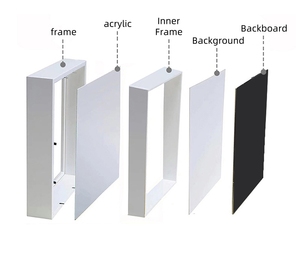 Đen Trắng óc chó Gỗ MDF 24x16 bóng hộp sâu 3D bóng hộp khung bán buôn - Product Image 3