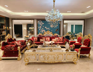 फ्रेंच महल-शैली सोफे यूरोपीय विला लिविंग रूम प्राकृतिक खोल सोफे उच्च अंत ठोस लकड़ी नक्काशी वास्तविक चमड़े के सोफे सेट - Product Image 4