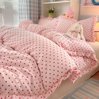 Parure de lit double gaze 4 pièces, bordure en dentelle à volants ultra douce, style frais, plusieurs couleurs pour la maison et la chambre, vente en gros