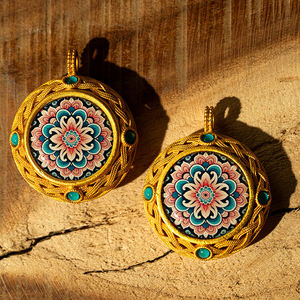 Tsa Tsa Thangka en cuivre peint à la main, Zhakilam, huit grands gardiens, accessoires en relief, Tara verte, Manjushri, cinquième Seigneur, haut niveau - Product Image 1