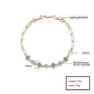 Bracelet trèfle vert plaqué or 18 carats, bijou porte-bonheur trèfle à quatre feuilles pour femme, tendance et inaltérable - Product Image 2