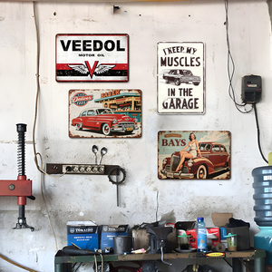 Targa in Metallo Dipinta con Motivo di <span class=keywords><strong>Camion</strong></span> e Ragazze Pin-up Retrò, Decorazione Vintage da Parete per Garage, Man Cave, Bar, Officina, Ufficio - Product Image 2