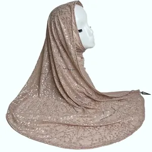 solid color Dot instant flower jersey chiffon prayer veils crinkle amira long khimar for scarf hijabs bonnet ladies set