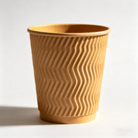 Gobelet en papier ondulé à double paroi, écologique, biodégradable, de qualité alimentaire, avec revêtement PLA
