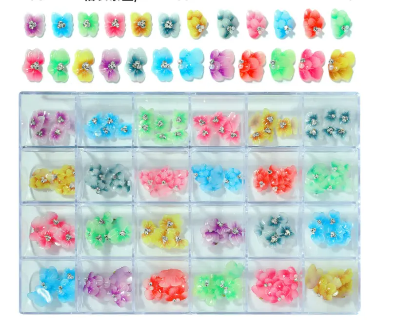 Nail Art Accessories Resin Butterfly Aurora Smart Color Holographic Fashion 3D Fingernail DIY Decoration