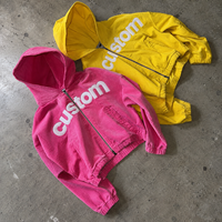 Sweat à capuche rose pour homme, fermeture éclair, manches longues, coupe slim, LED lumineuses, en coton, à pois, coupe ample, personnalisé