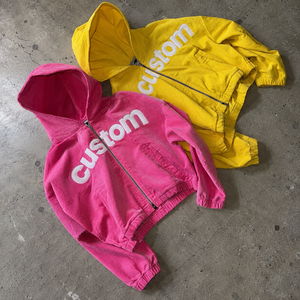 Sweat à capuche rose pour homme, fermeture éclair, manches longues, coupe slim, LED lumineuses, en coton, à pois, coupe ample, personnalisé - Product Image 1