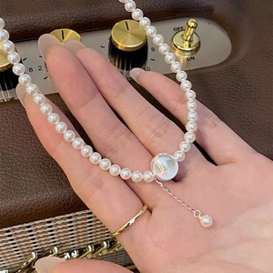 French Style Faux Pearl Necklace S925 <b>Silver</b> Tassel <b>Choker</b> Party Elegant Jewelry - Product Image 3