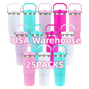 25 packs de gobelets isothermes à paille rabattable de 30 oz, personnalisables avec logo, finition mate, pour sublimation et impression par transfert thermique, pour boissons froides en extérieur - Product Image 2