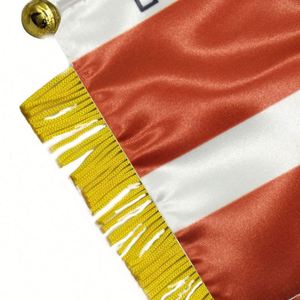 ธงผ้าซาติน LATIVA แบบกำหนดเอง ธงติดรถยนต์ขนาดเล็ก พร้อมพู่สีเหลือง - Product Image 4