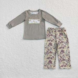 Little Boy Boutique bleu cerf canard camo broderie automne tenues en gros enfant en bas âge garçon à manches courtes enfant pyjamas ensemble - Product Image 2