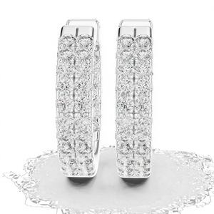 Ensemble de boucles d'oreilles simples en or blanc 18 carats plaqué rhodium, diamants de laboratoire certifiés IGI, luxe, pour tous les jours et les événements, pour femmes - Product Image 1