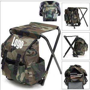 Custom Vintage Folding Camping Fishing <b>Chair</b> Portable Polyester <b>Backpack</b> Seat Bag Sturdy for Outdoor Venture Hiking - Product Image 1