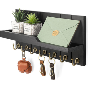 Porte-clés et porte-lettres style ferme, étagère flottante de 15 pouces, 7 crochets robustes pour clés, décoration murale d'entrée, porte-clés rustique pour la maison - Product Image 1