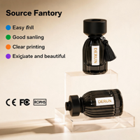 Flacon de parfum à rayures verticales de haute qualité avec bouchon noir, prend en charge l'impression personnalisée de couleur et de logo avec boîte d'emballage assortie