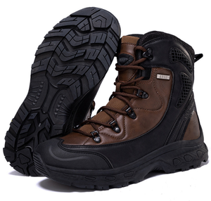 DFB926 Men Dark Brown High Tactical <b>Hiking</b> <b>Boots</b> Reinforced Toe Non Slip Rugged Outsole Outdoor Trekking Combat <b>Boots</b> Breathable - Product Image 1