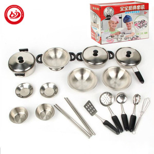 Vaisselle en acier inoxydable drôle pour enfants ensemble de jouets pour enfants modèle d'ustensiles de cuisine cuisine enfants jouent à la maison ustensiles de cuisine de simulation en acier - Product Image 1