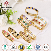 Gelang Mewah Anti-Kusam Bermotif Semanggi Empat Daun, Lapisan Emas 18K PVD, Baja Anti Karat, Perhiasan Wanita Bertumpuk yang Stylish
